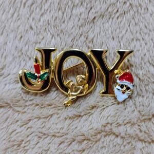 Vintage Christmas JOY Brooch L. Razza